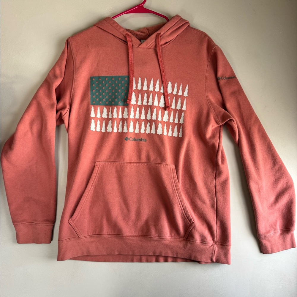 Columbia Coral Hoodie with Tree Graphic